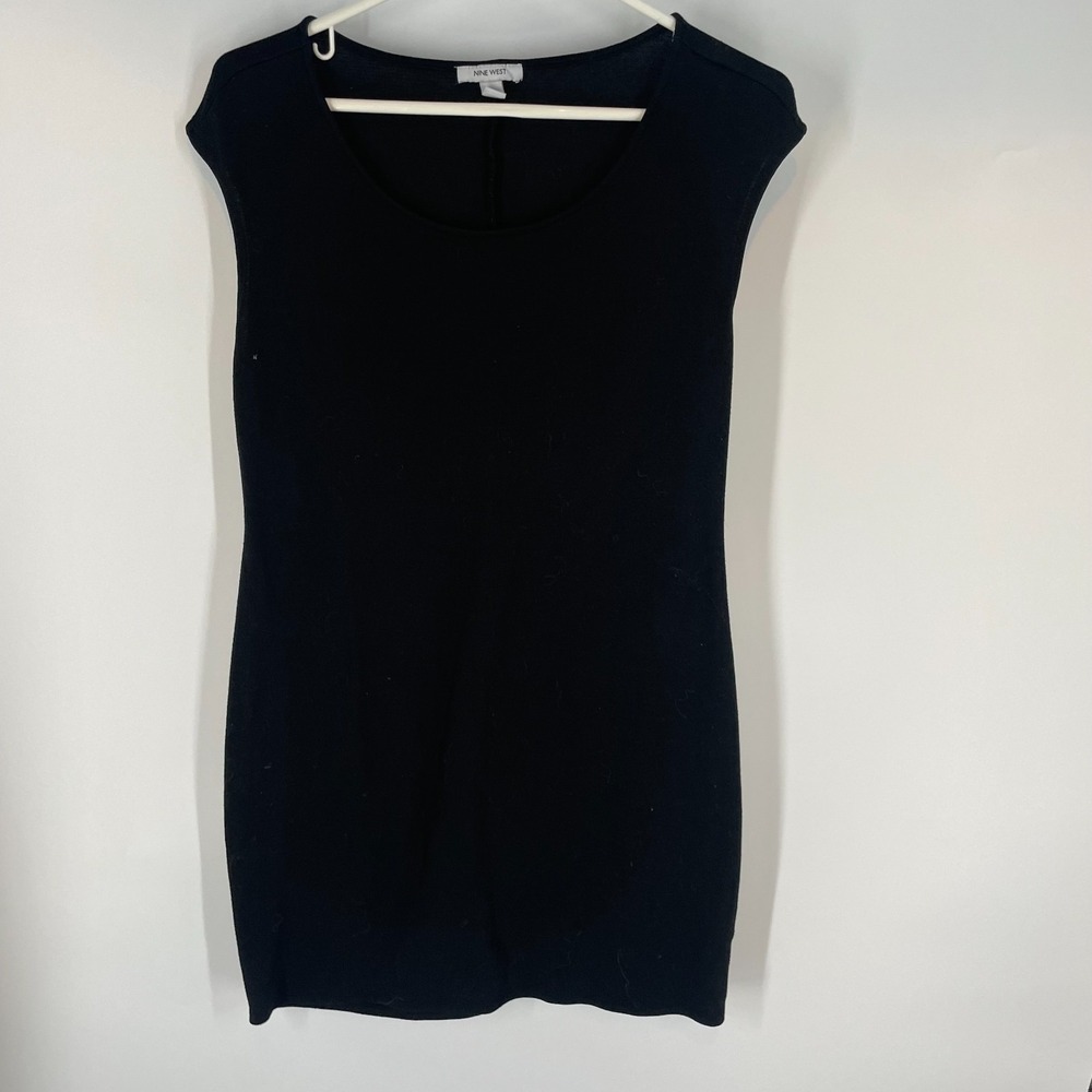 Nine West Sleeveless Scoop-Neck Stretch Classic Modern Mini Dress Black Size M